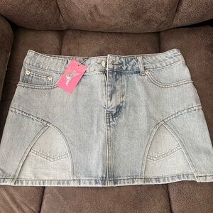 Light blue jean mini skirt